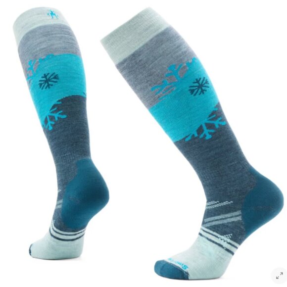 Smartwool Women's L Ski Over the Calf Full Cushion Socks Snowpocalypse Blue NWT - Picture 7 of 7